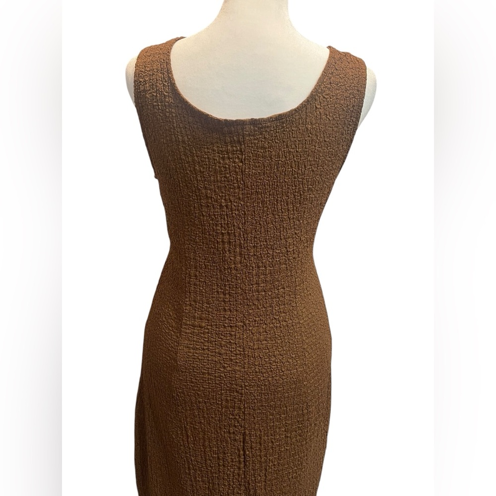 Brown Square Neck Maxi Tank Top Fitted Dress - Medium - Picture 5 of 7